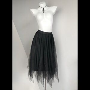 Black Tulle Asymmetrical Midid Skirt